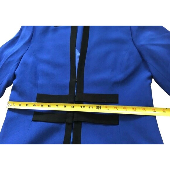 Vintage Zelda Womens Contrast Trim Tailored Blazer Jacket Blue Black 12 Large L - Picture 10 of 13